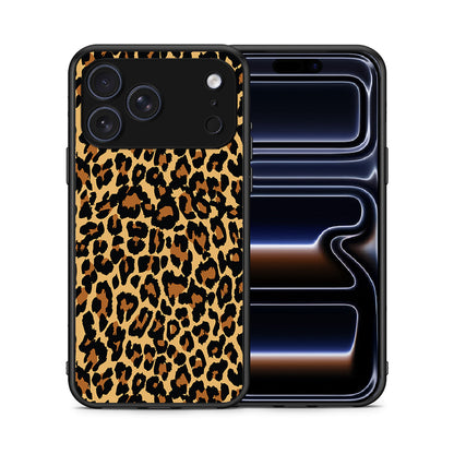 Θήκη iPhone 17 Pro Leopard Animal από τη Smartfits με σχέδιο στο πίσω μέρος και μαύρο περίβλημα | iPhone 17 Pro Leopard Animal case with colorful back and black bezels