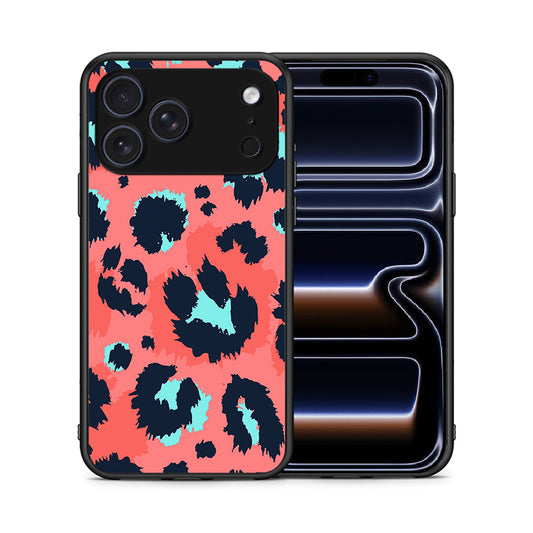 Θήκη iPhone 17 Pro Pink Leopard Animal από τη Smartfits με σχέδιο στο πίσω μέρος και μαύρο περίβλημα | iPhone 17 Pro Pink Leopard Animal case with colorful back and black bezels