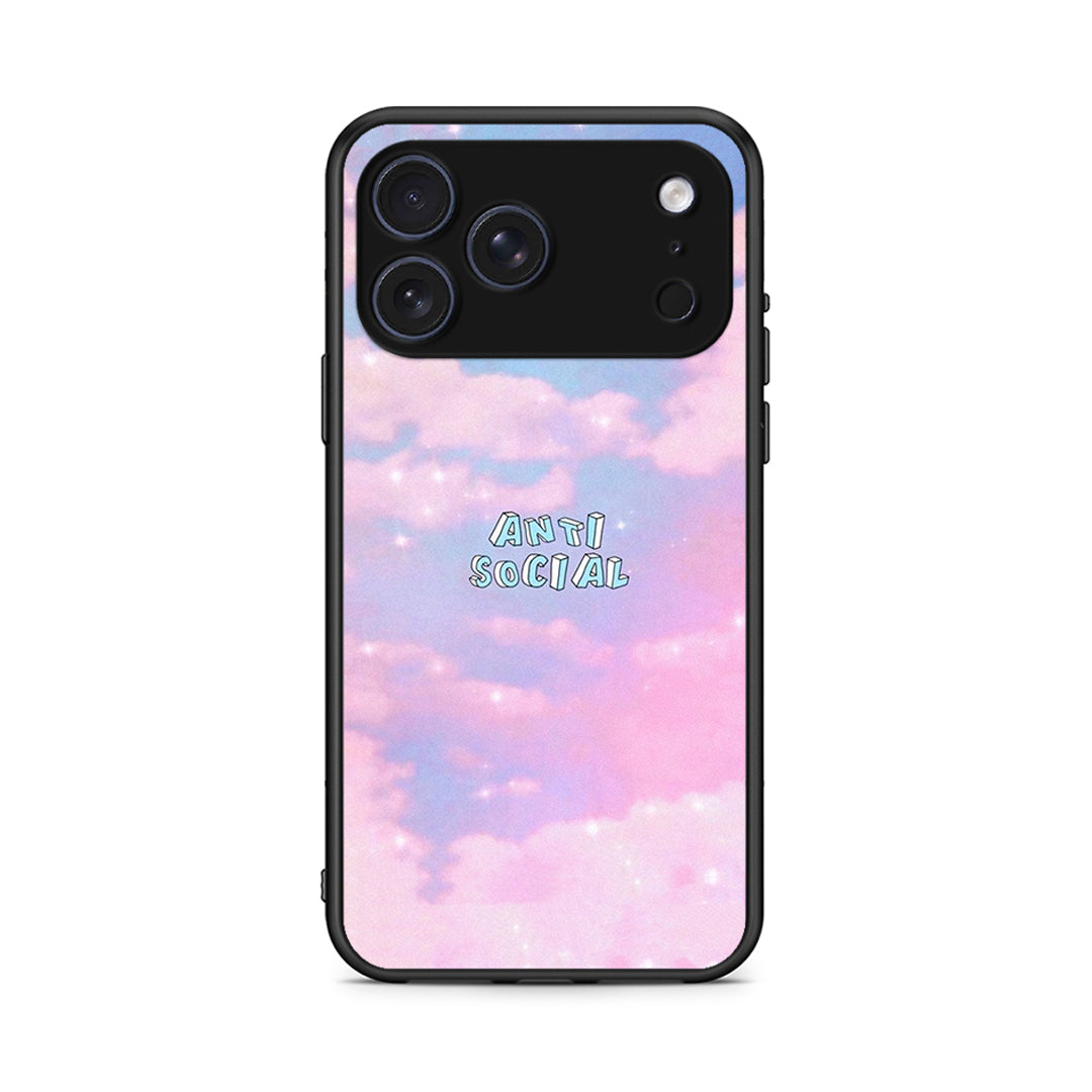 iPhone 17 Pro Anti Social Θήκη Αγίου Βαλεντίνου από τη Smartfits με σχέδιο στο πίσω μέρος και μαύρο περίβλημα | Smartphone case with colorful back and black bezels by Smartfits