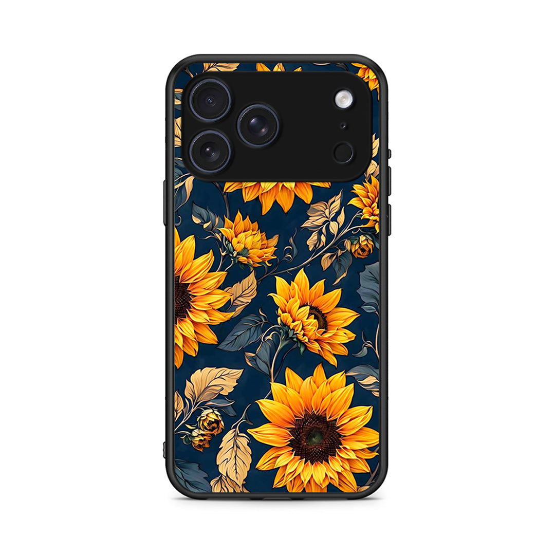 iPhone 17 Pro Autumn Sunflowers Θήκη από τη Smartfits με σχέδιο στο πίσω μέρος και μαύρο περίβλημα | Smartphone case with colorful back and black bezels by Smartfits