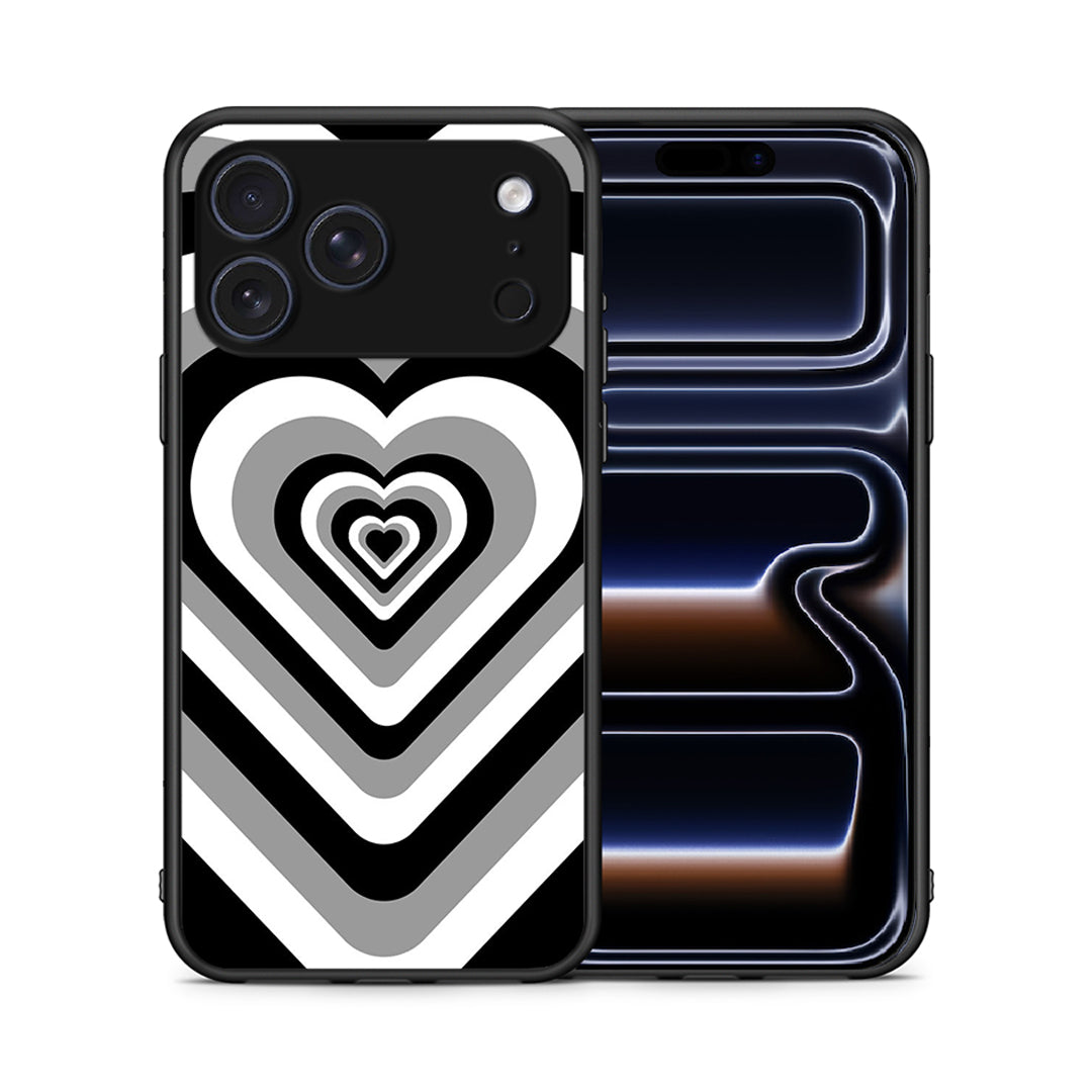 Θήκη iPhone 17 Pro Black Hearts από τη Smartfits με σχέδιο στο πίσω μέρος και μαύρο περίβλημα | iPhone 17 Pro Black Hearts case with colorful back and black bezels