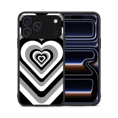 Θήκη iPhone 17 Pro Black Hearts από τη Smartfits με σχέδιο στο πίσω μέρος και μαύρο περίβλημα | iPhone 17 Pro Black Hearts case with colorful back and black bezels