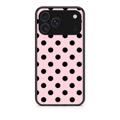 Θήκη iPhone 17 Pro Black Polka Dots on Pink από τη Smartfits με σχέδιο στο πίσω μέρος και μαύρο περίβλημα | iPhone 17 Pro Black Polka Dots on Pink case with colorful back and black bezels