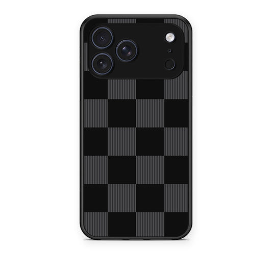 Θήκη iPhone 17 Pro Black and Charcoal Striped Checks από τη Smartfits με σχέδιο στο πίσω μέρος και μαύρο περίβλημα | iPhone 17 Pro Black and Charcoal Striped Checks case with colorful back and black bezels