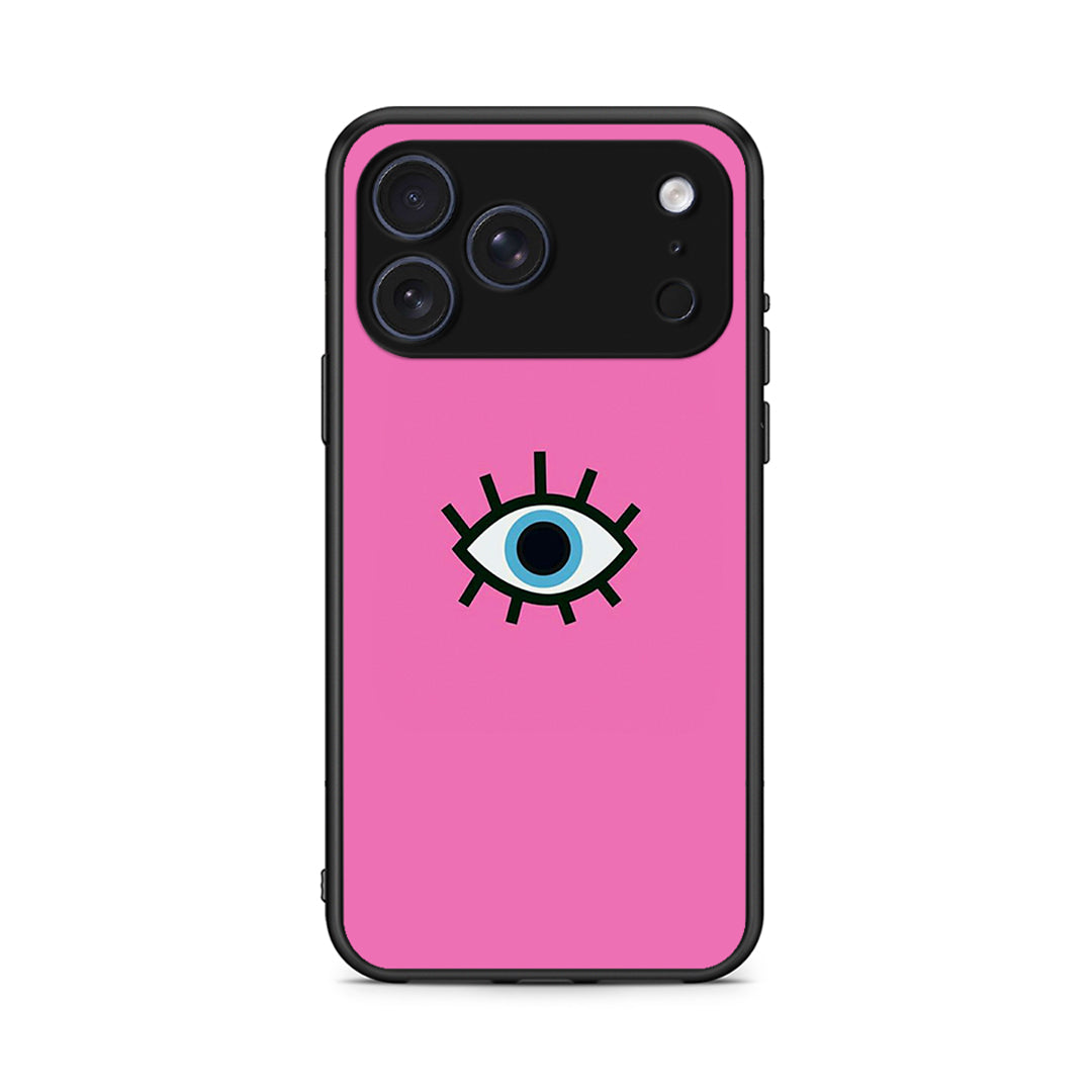 iPhone 17 Pro Blue Eye Pink θήκη από τη Smartfits με σχέδιο στο πίσω μέρος και μαύρο περίβλημα | Smartphone case with colorful back and black bezels by Smartfits