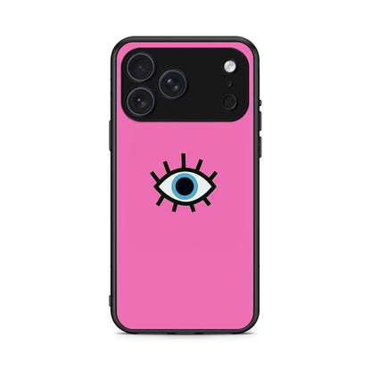 iPhone 17 Pro Blue Eye Pink θήκη από τη Smartfits με σχέδιο στο πίσω μέρος και μαύρο περίβλημα | Smartphone case with colorful back and black bezels by Smartfits