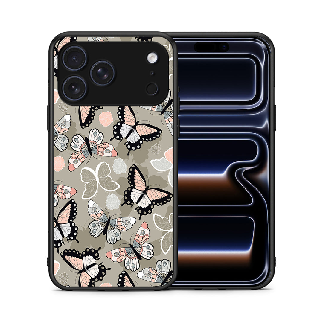 Θήκη iPhone 17 Pro Butterflies Boho από τη Smartfits με σχέδιο στο πίσω μέρος και μαύρο περίβλημα | iPhone 17 Pro Butterflies Boho case with colorful back and black bezels