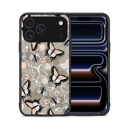Θήκη iPhone 17 Pro Butterflies Boho από τη Smartfits με σχέδιο στο πίσω μέρος και μαύρο περίβλημα | iPhone 17 Pro Butterflies Boho case with colorful back and black bezels