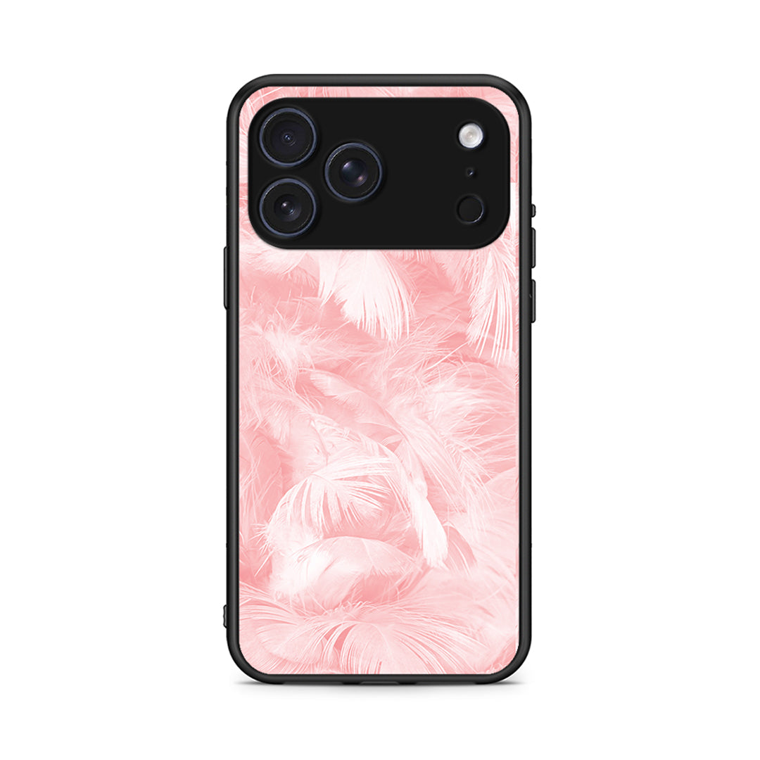 33 - iPhone 17 Pro Pink Feather Boho case, cover, bumper