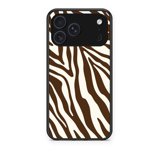 Θήκη iPhone 17 Pro Brown and Cream Zebra Stripes από τη Smartfits με σχέδιο στο πίσω μέρος και μαύρο περίβλημα | iPhone 17 Pro Brown and Cream Zebra Stripes case with colorful back and black bezels