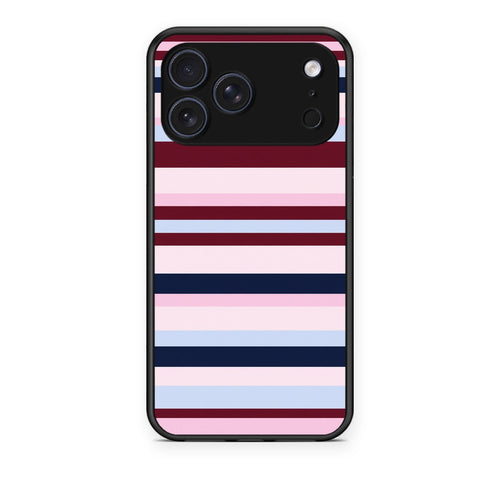 Θήκη iPhone 17 Pro Burgundy Pink and Blue Horizontal Stripes από τη Smartfits με σχέδιο στο πίσω μέρος και μαύρο περίβλημα | iPhone 17 Pro Burgundy Pink and Blue Horizontal Stripes case with colorful back and black bezels