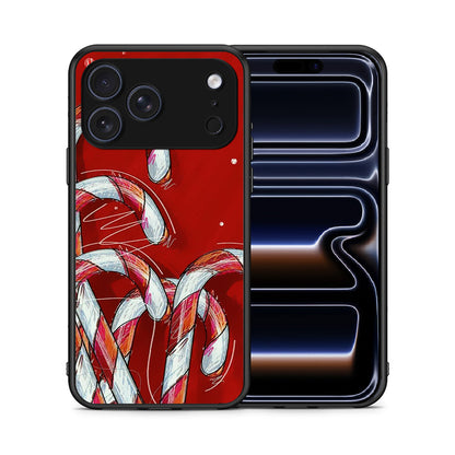 Θήκη iPhone 17 Pro Candy Cane από τη Smartfits με σχέδιο στο πίσω μέρος και μαύρο περίβλημα | iPhone 17 Pro Candy Cane case with colorful back and black bezels