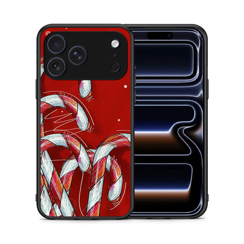 Θήκη iPhone 17 Pro Candy Cane από τη Smartfits με σχέδιο στο πίσω μέρος και μαύρο περίβλημα | iPhone 17 Pro Candy Cane case with colorful back and black bezels