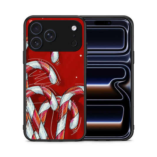 Θήκη iPhone 17 Pro Candy Cane από τη Smartfits με σχέδιο στο πίσω μέρος και μαύρο περίβλημα | iPhone 17 Pro Candy Cane case with colorful back and black bezels