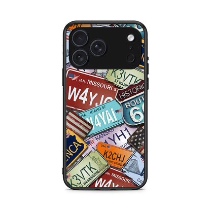 iPhone 17 Pro Car Plates θήκη από τη Smartfits με σχέδιο στο πίσω μέρος και μαύρο περίβλημα | Smartphone case with colorful back and black bezels by Smartfits