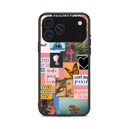 iPhone 17 Pro Collage Bitchin Θήκη Αγίου Βαλεντίνου από τη Smartfits με σχέδιο στο πίσω μέρος και μαύρο περίβλημα | Smartphone case with colorful back and black bezels by Smartfits