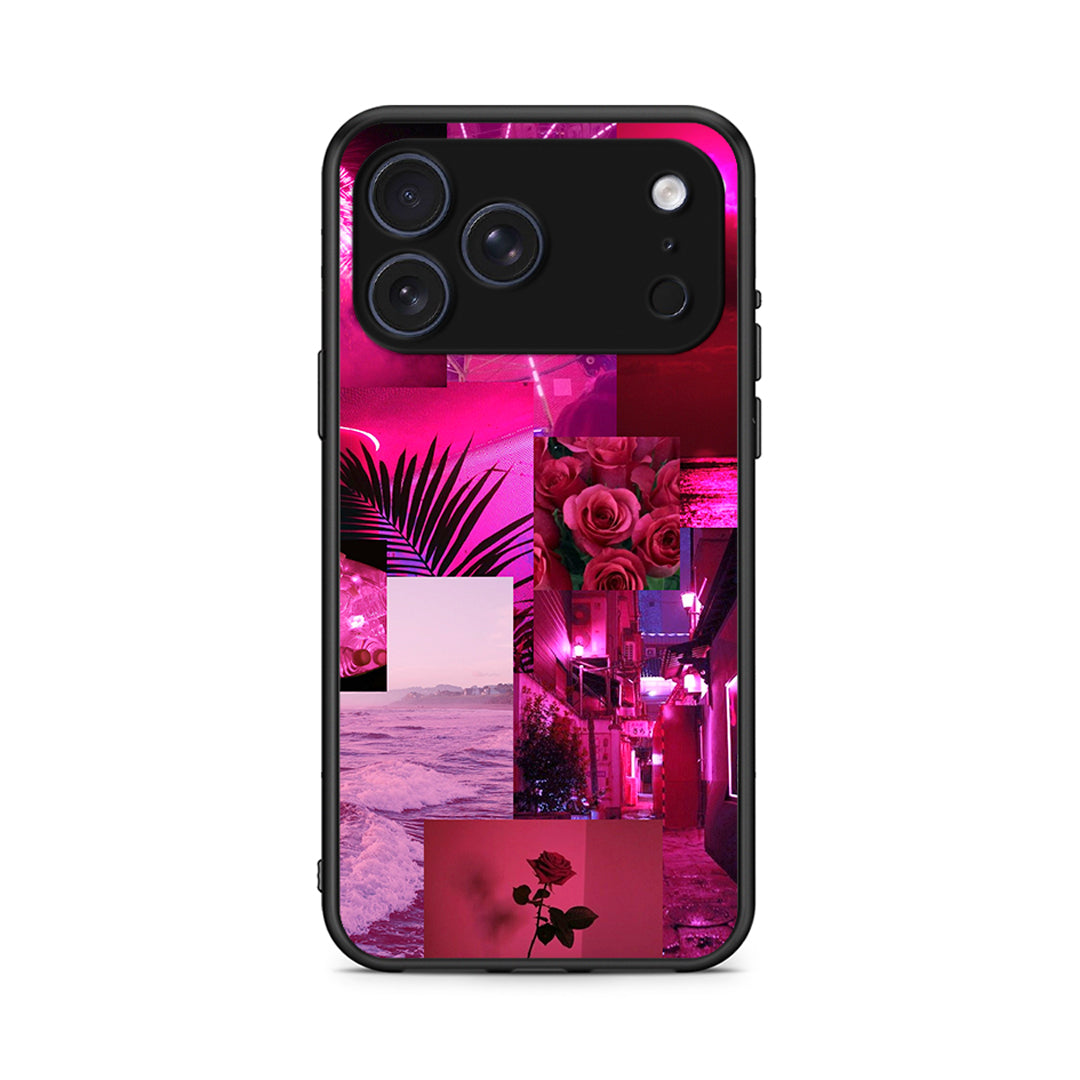 iPhone 17 Pro Collage Red Roses Θήκη Αγίου Βαλεντίνου από τη Smartfits με σχέδιο στο πίσω μέρος και μαύρο περίβλημα | Smartphone case with colorful back and black bezels by Smartfits