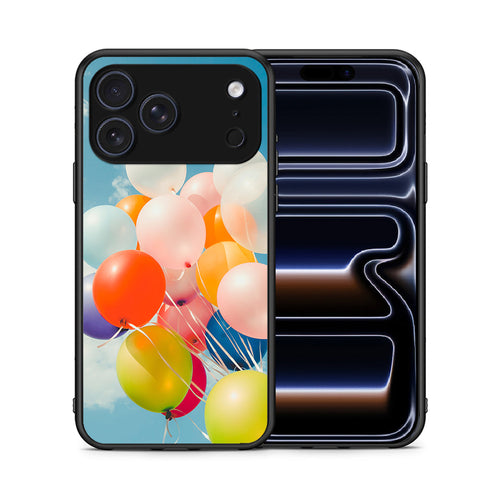 Θήκη iPhone 17 Pro Colorful Balloons από τη Smartfits με σχέδιο στο πίσω μέρος και μαύρο περίβλημα | iPhone 17 Pro Colorful Balloons case with colorful back and black bezels