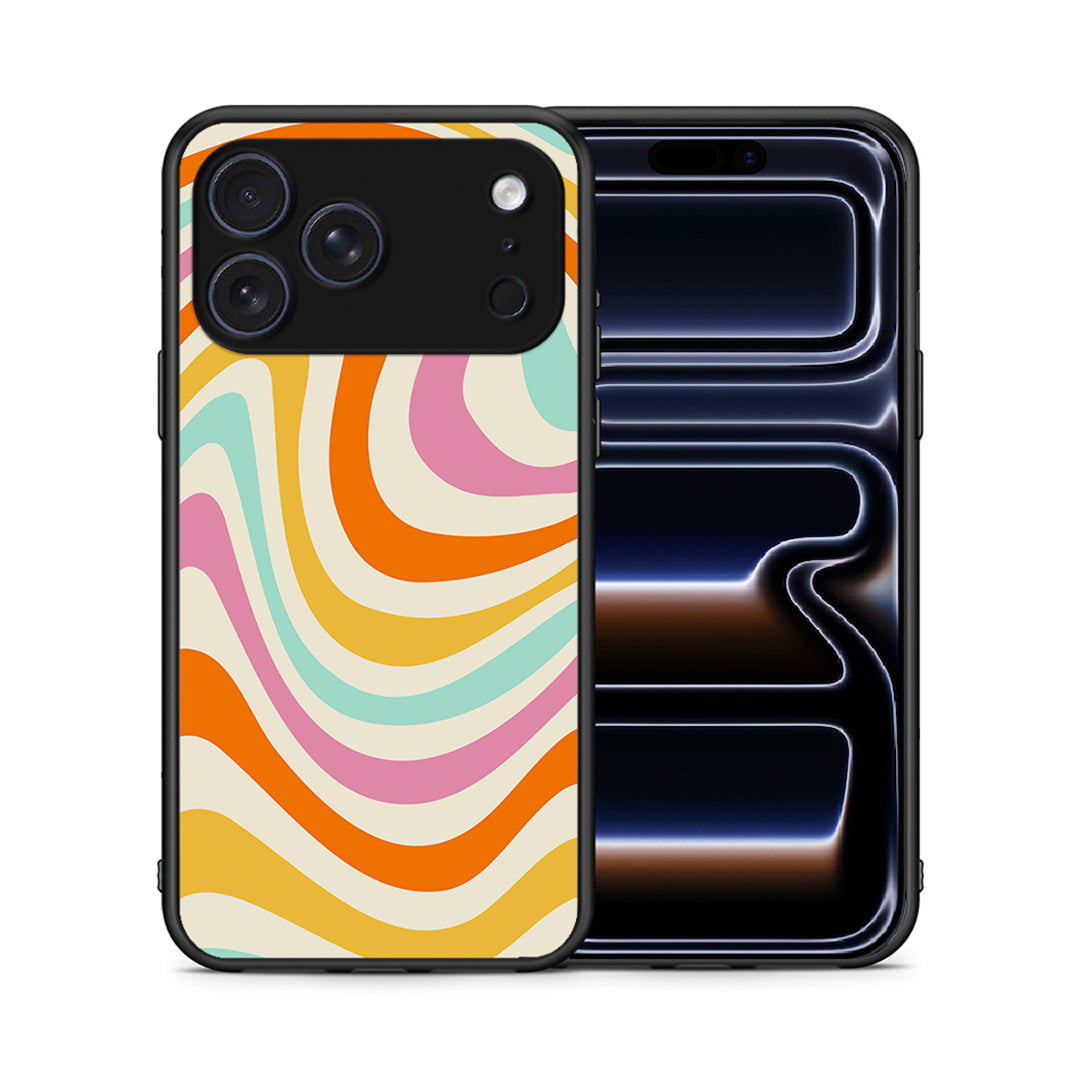 Θήκη iPhone 17 Pro Colourful Waves από τη Smartfits με σχέδιο στο πίσω μέρος και μαύρο περίβλημα | iPhone 17 Pro Colourful Waves case with colorful back and black bezels