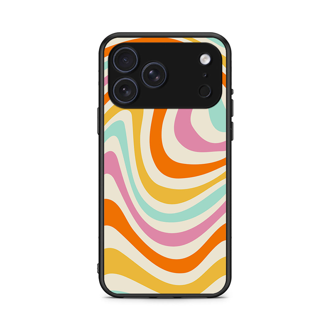 iPhone 17 Pro Colourful Waves θήκη από τη Smartfits με σχέδιο στο πίσω μέρος και μαύρο περίβλημα | Smartphone case with colorful back and black bezels by Smartfits