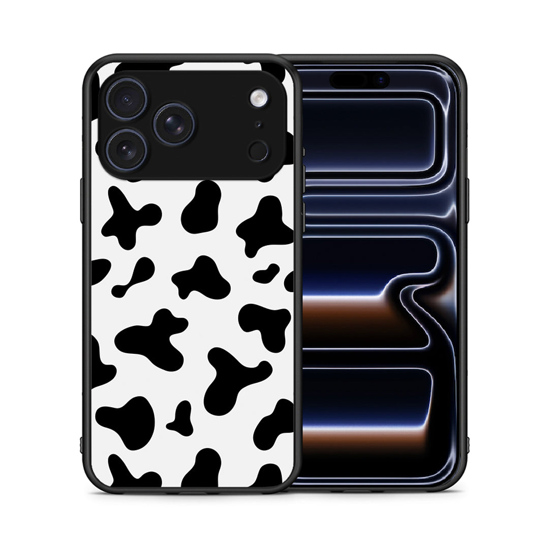Θήκη iPhone 17 Pro Cow Print από τη Smartfits με σχέδιο στο πίσω μέρος και μαύρο περίβλημα | iPhone 17 Pro Cow Print case with colorful back and black bezels