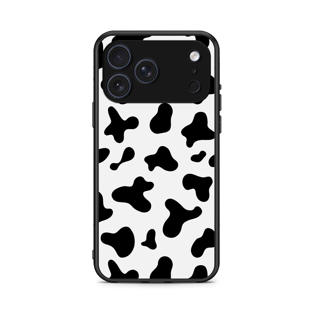 iPhone 17 Pro Cow Print θήκη από τη Smartfits με σχέδιο στο πίσω μέρος και μαύρο περίβλημα | Smartphone case with colorful back and black bezels by Smartfits