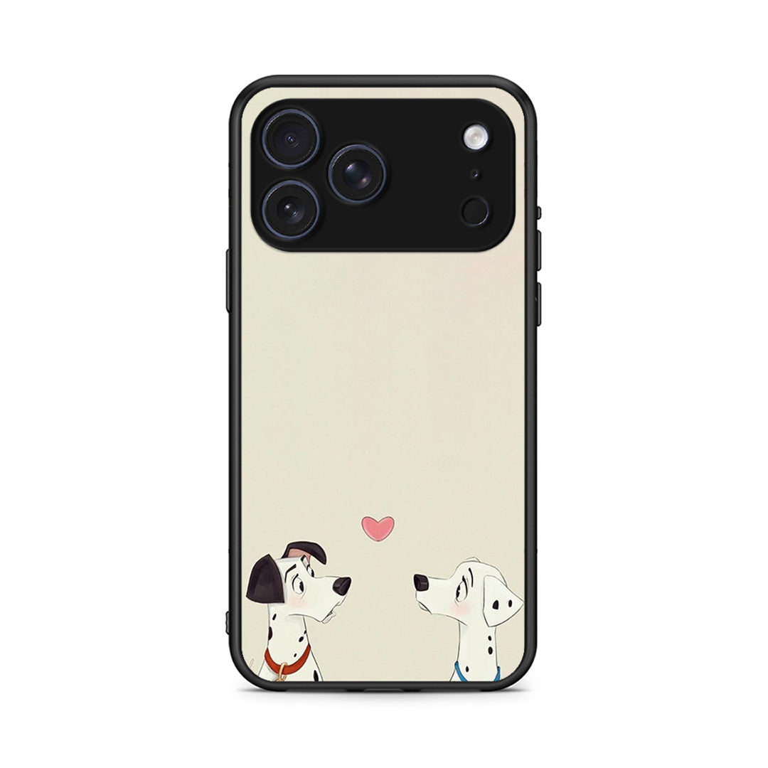 iPhone 17 Pro Dalmatians Love θήκη από τη Smartfits με σχέδιο στο πίσω μέρος και μαύρο περίβλημα | Smartphone case with colorful back and black bezels by Smartfits