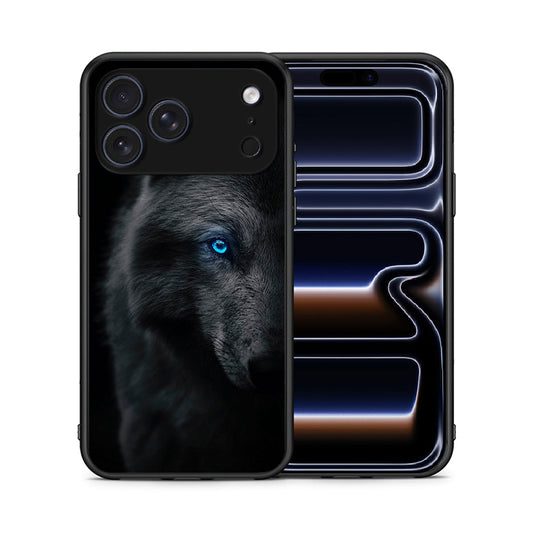Θήκη iPhone 17 Pro Dark Wolf από τη Smartfits με σχέδιο στο πίσω μέρος και μαύρο περίβλημα | iPhone 17 Pro Dark Wolf case with colorful back and black bezels