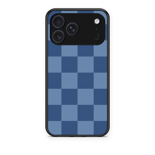 Θήκη iPhone 17 Pro Denim Blue Checkerboard από τη Smartfits με σχέδιο στο πίσω μέρος και μαύρο περίβλημα | iPhone 17 Pro Denim Blue Checkerboard case with colorful back and black bezels