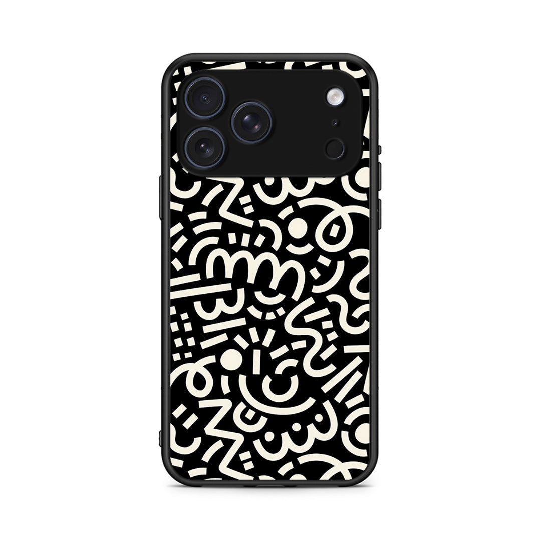 iPhone 17 Pro Doodle Art Θήκη από τη Smartfits με σχέδιο στο πίσω μέρος και μαύρο περίβλημα | Smartphone case with colorful back and black bezels by Smartfits
