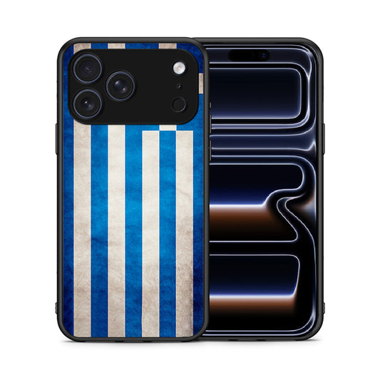 Θήκη iPhone 17 Pro Greek Flag από τη Smartfits με σχέδιο στο πίσω μέρος και μαύρο περίβλημα | iPhone 17 Pro Greek Flag case with colorful back and black bezels