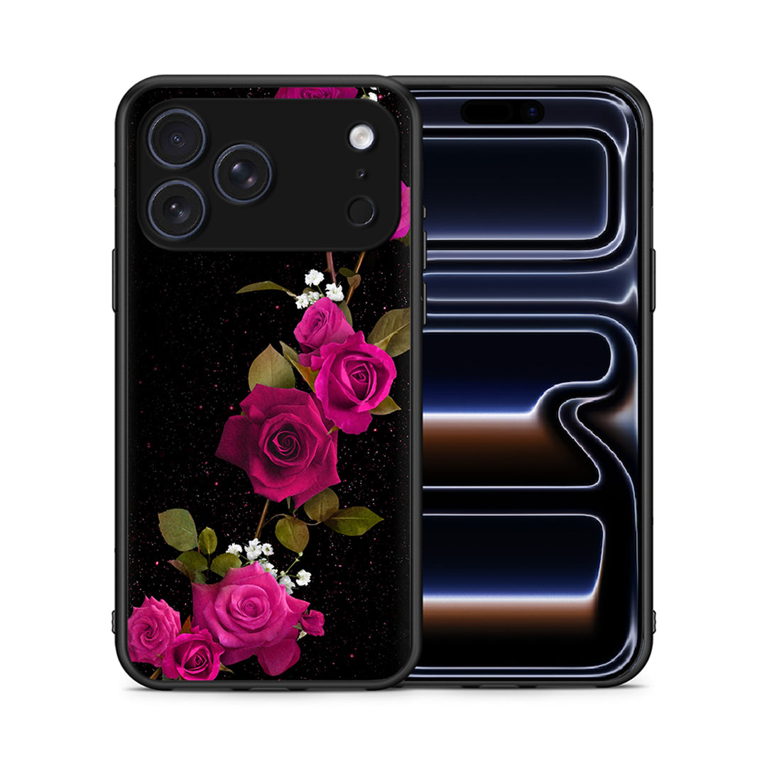 Θήκη iPhone 17 Pro Red Roses Flower από τη Smartfits με σχέδιο στο πίσω μέρος και μαύρο περίβλημα | iPhone 17 Pro Red Roses Flower case with colorful back and black bezels