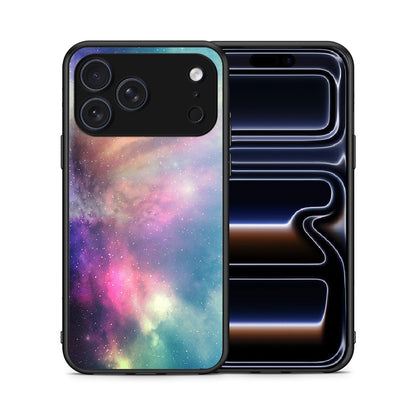 Θήκη iPhone 17 Pro Rainbow Galaxy από τη Smartfits με σχέδιο στο πίσω μέρος και μαύρο περίβλημα | iPhone 17 Pro Rainbow Galaxy case with colorful back and black bezels