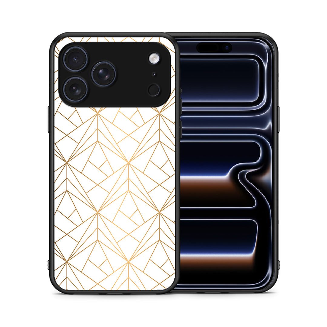 Θήκη iPhone 17 Pro Luxury White Geometric από τη Smartfits με σχέδιο στο πίσω μέρος και μαύρο περίβλημα | iPhone 17 Pro Luxury White Geometric case with colorful back and black bezels