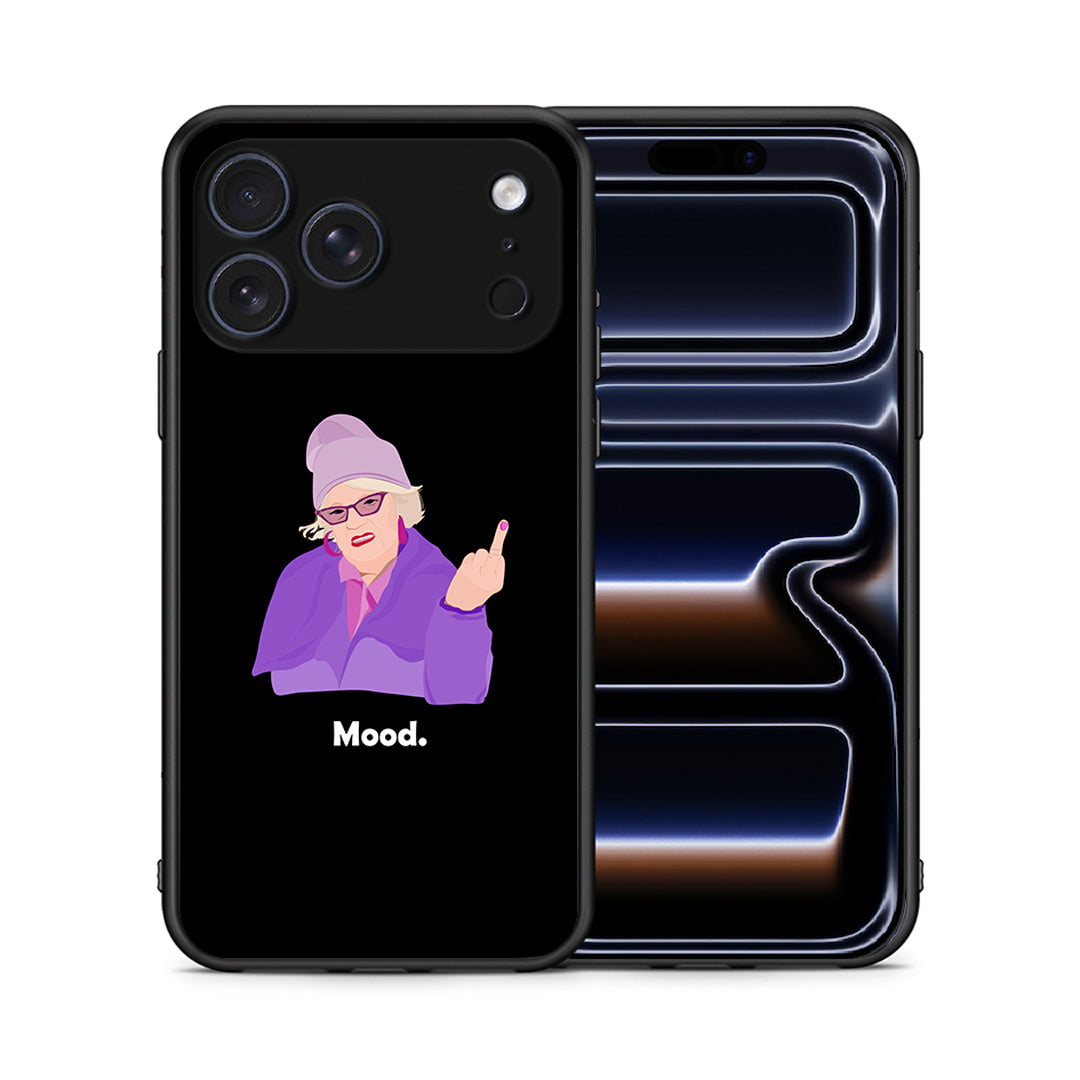 Θήκη iPhone 17 Pro Grandma Mood Black από τη Smartfits με σχέδιο στο πίσω μέρος και μαύρο περίβλημα | iPhone 17 Pro Grandma Mood Black case with colorful back and black bezels