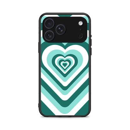 iPhone 17 Pro Green Hearts θήκη από τη Smartfits με σχέδιο στο πίσω μέρος και μαύρο περίβλημα | Smartphone case with colorful back and black bezels by Smartfits