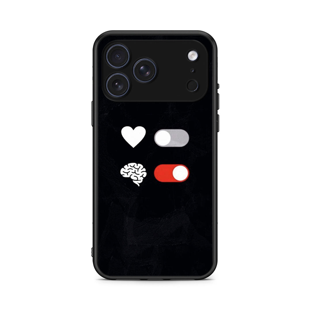 iPhone 17 Pro Heart Vs Brain Θήκη Αγίου Βαλεντίνου από τη Smartfits με σχέδιο στο πίσω μέρος και μαύρο περίβλημα | Smartphone case with colorful back and black bezels by Smartfits
