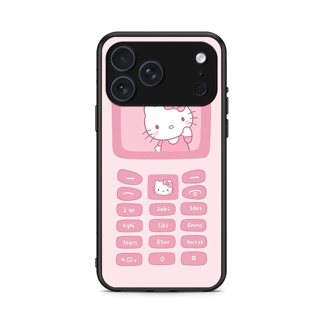 iPhone 17 Pro Hello Kitten Θήκη Αγίου Βαλεντίνου από τη Smartfits με σχέδιο στο πίσω μέρος και μαύρο περίβλημα | Smartphone case with colorful back and black bezels by Smartfits