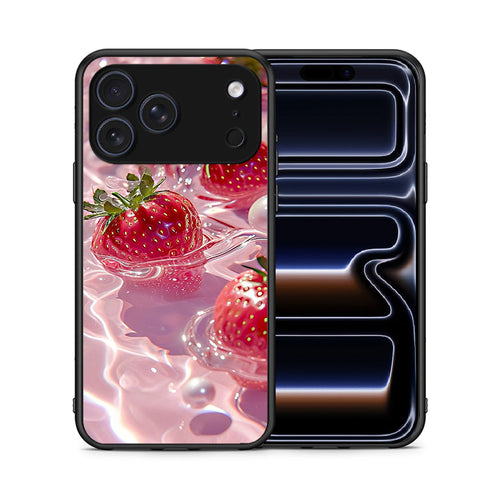 Θήκη iPhone 17 Pro Juicy Strawberries από τη Smartfits με σχέδιο στο πίσω μέρος και μαύρο περίβλημα | iPhone 17 Pro Juicy Strawberries case with colorful back and black bezels