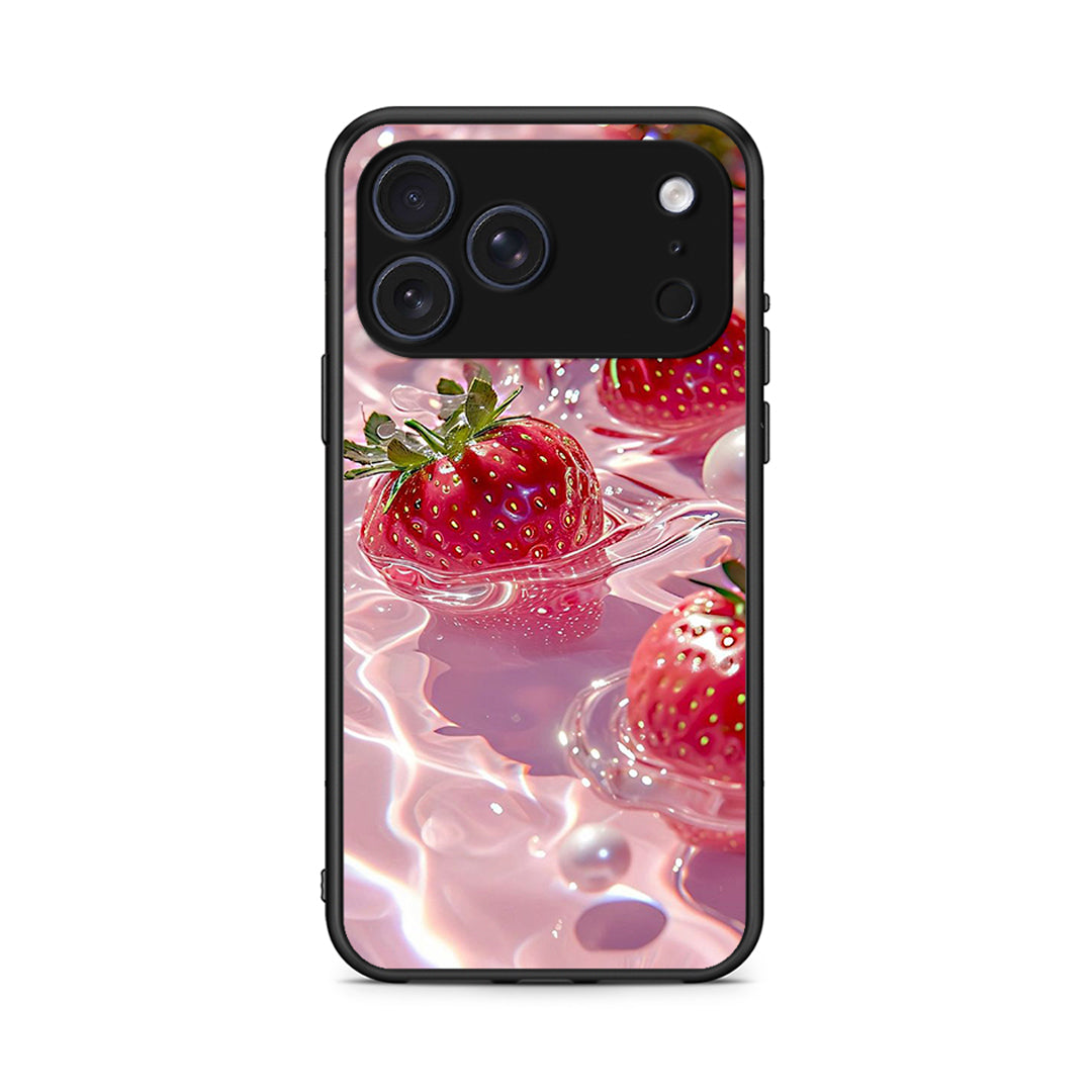 iPhone 17 Pro Juicy Strawberries θήκη από τη Smartfits με σχέδιο στο πίσω μέρος και μαύρο περίβλημα | Smartphone case with colorful back and black bezels by Smartfits