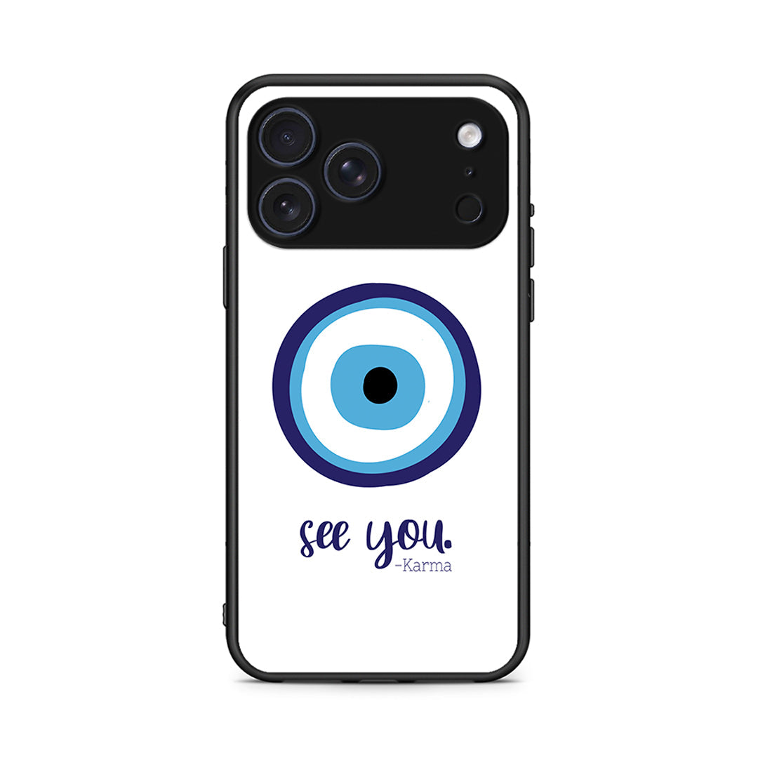 iPhone 17 Pro Karma Says θήκη από τη Smartfits με σχέδιο στο πίσω μέρος και μαύρο περίβλημα | Smartphone case with colorful back and black bezels by Smartfits