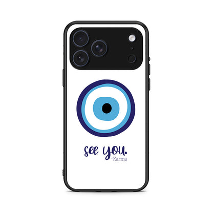 iPhone 17 Pro Karma Says θήκη από τη Smartfits με σχέδιο στο πίσω μέρος και μαύρο περίβλημα | Smartphone case with colorful back and black bezels by Smartfits