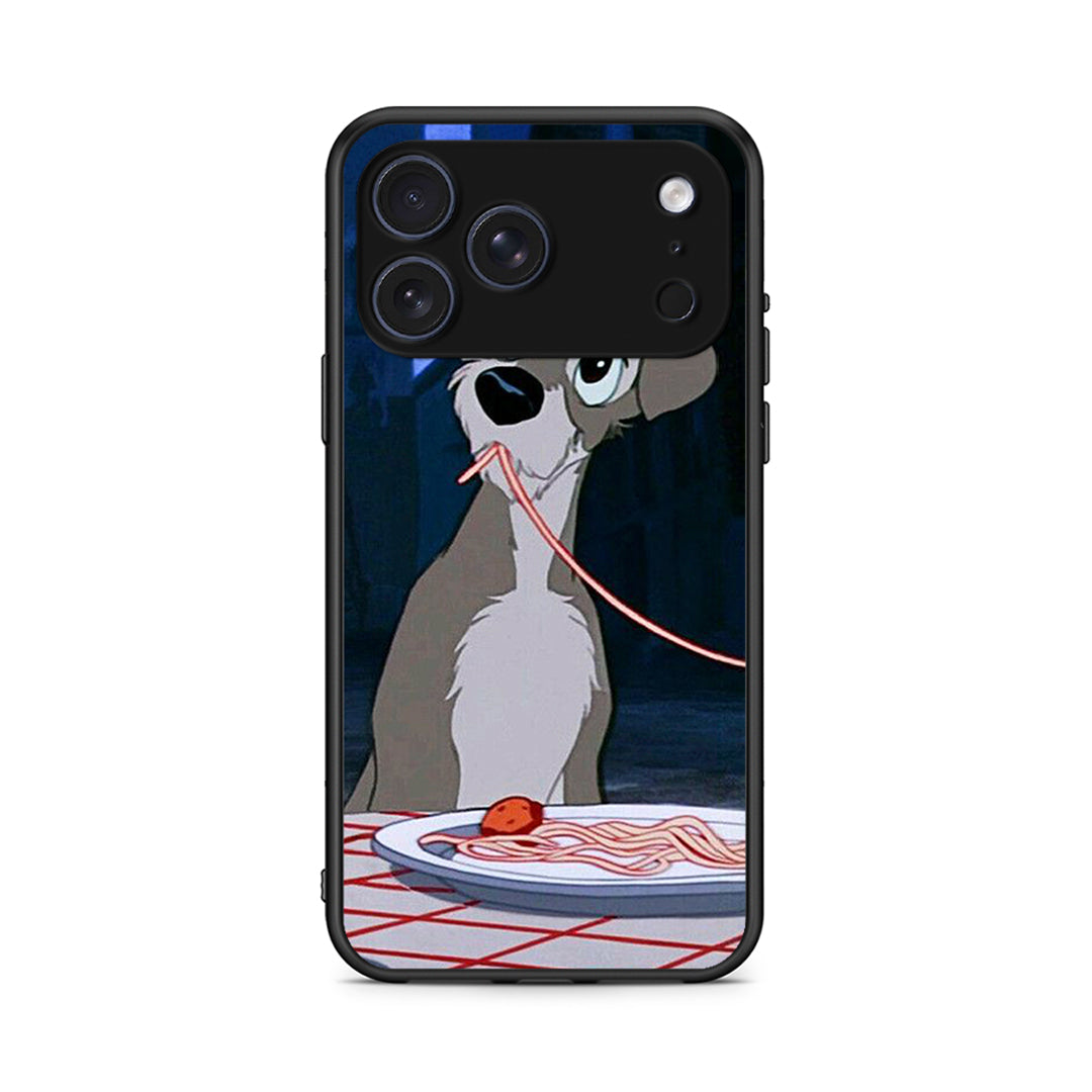 iPhone 17 Pro Lady And Tramp 1 Θήκη Αγίου Βαλεντίνου από τη Smartfits με σχέδιο στο πίσω μέρος και μαύρο περίβλημα | Smartphone case with colorful back and black bezels by Smartfits