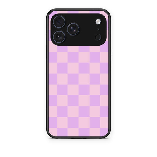 Θήκη iPhone 17 Pro Lavender and Pink Checkerboard από τη Smartfits με σχέδιο στο πίσω μέρος και μαύρο περίβλημα | iPhone 17 Pro Lavender and Pink Checkerboard case with colorful back and black bezels