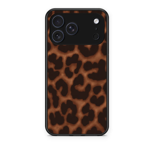 Θήκη iPhone 17 Pro Leopard Print Dark Brown από τη Smartfits με σχέδιο στο πίσω μέρος και μαύρο περίβλημα | iPhone 17 Pro Leopard Print Dark Brown case with colorful back and black bezels