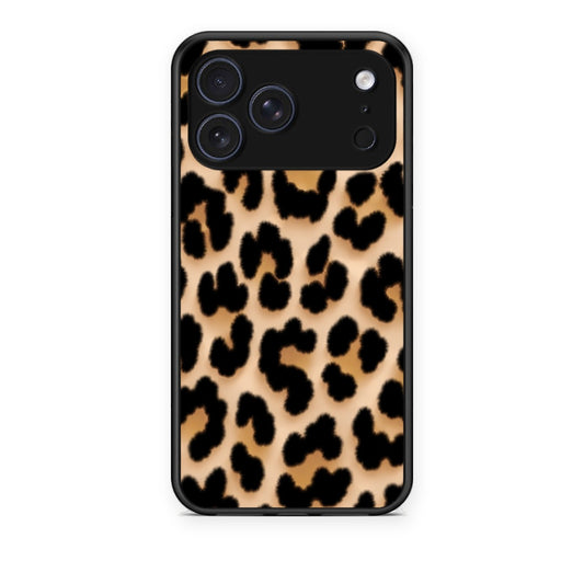 Θήκη iPhone 17 Pro Leopard Print Tan Large από τη Smartfits με σχέδιο στο πίσω μέρος και μαύρο περίβλημα | iPhone 17 Pro Leopard Print Tan Large case with colorful back and black bezels
