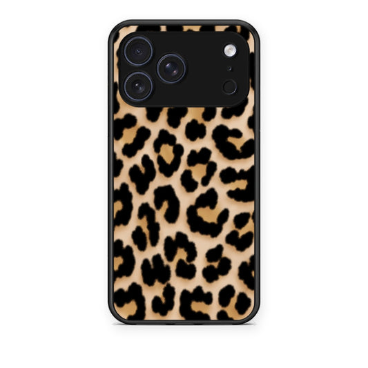 Θήκη iPhone 17 Pro Leopard Print Tan Small από τη Smartfits με σχέδιο στο πίσω μέρος και μαύρο περίβλημα | iPhone 17 Pro Leopard Print Tan Small case with colorful back and black bezels