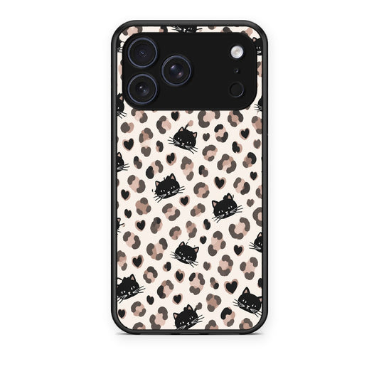 Θήκη iPhone 17 Pro Leopard Spots and Black Cats on Cream από τη Smartfits με σχέδιο στο πίσω μέρος και μαύρο περίβλημα | iPhone 17 Pro Leopard Spots and Black Cats on Cream case with colorful back and black bezels