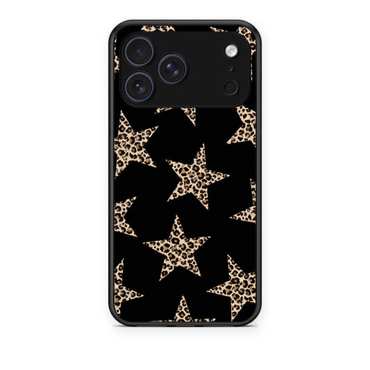 Θήκη iPhone 17 Pro Leopard Stars on Black από τη Smartfits με σχέδιο στο πίσω μέρος και μαύρο περίβλημα | iPhone 17 Pro Leopard Stars on Black case with colorful back and black bezels