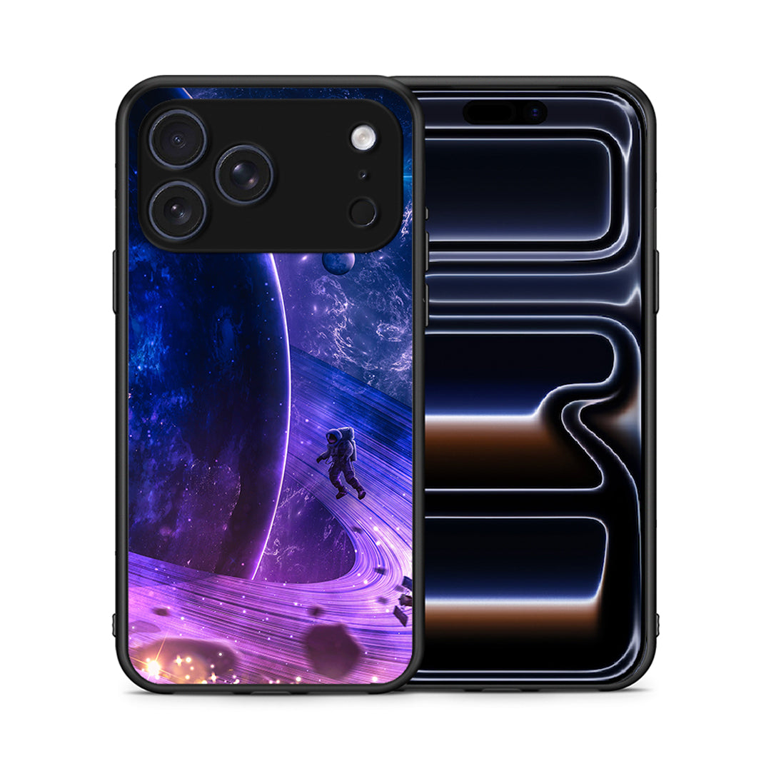 Θήκη iPhone 17 Pro Lost Astronaut από τη Smartfits με σχέδιο στο πίσω μέρος και μαύρο περίβλημα | iPhone 17 Pro Lost Astronaut case with colorful back and black bezels